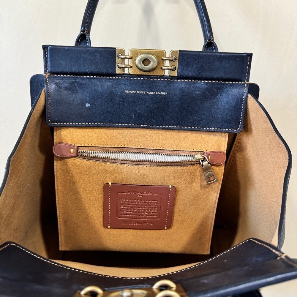 Coach Troupe Black Leather Classic Tote Bag - Picture 4 of 8